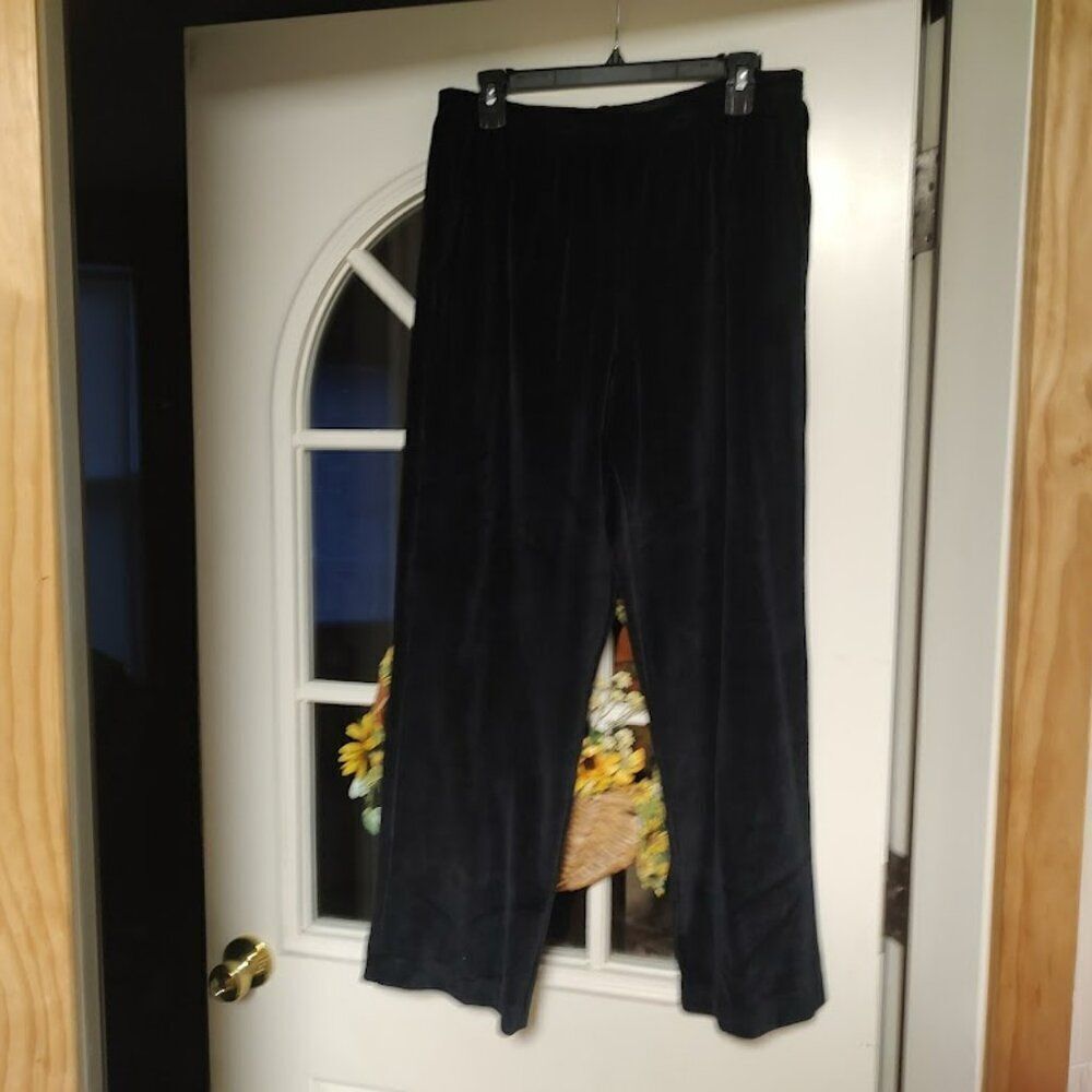 New Alfred Dunner Luxe Be A Lady Black Velour Pull On Pants Women's Size 10